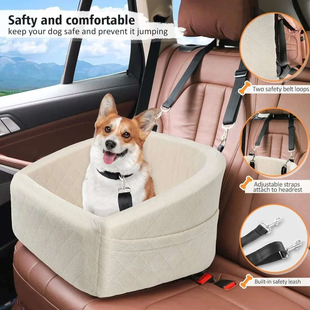 Car Seat for Small Medium Dogs,Detachable Washable Dog Booster Seat Under 30lbs